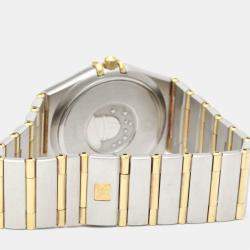 Omega White 18K Yellow Gold And Stainless Steel 1212.30 Constellation Quartz Men's Wristwatch 33 mm