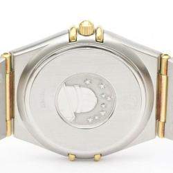Omega White 18K Yellow Gold And Stainless Steel 1212.30 Constellation Quartz Men's Wristwatch 33 mm