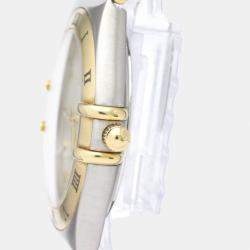 Omega White 18K Yellow Gold And Stainless Steel 1212.30 Constellation Quartz Men's Wristwatch 33 mm