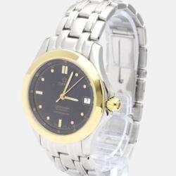 Pre Owned Omega Black 18K Yellow Gold And Stainless Steel Seamaster 120M Men's Wristwatch 36 mm