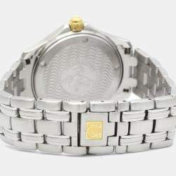 Pre Owned Omega Black 18K Yellow Gold And Stainless Steel Seamaster 120M Men's Wristwatch 36 mm