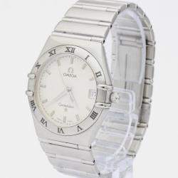 Pre Owned Omega Silver Stainless Steel Constellation 1512.30 Quartz Men's Wristwatch 33 mm