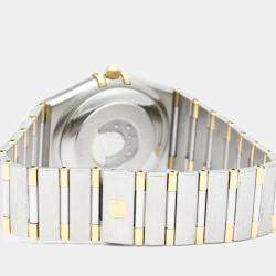 Pre Owned Omega Silver 18K Yellow Gold And Stainless Steel Constellation 1302.30 Men's Wristwatch 36 mm
