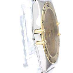 Pre Owned Omega Champagne 18K Yellow Gold And Stainless Steel Constellation 396.1070 Men's Wristwatch 33 mm