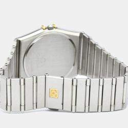 Pre Owned Omega Champagne 18K Yellow Gold And Stainless Steel Constellation 396.1070 Men's Wristwatch 33 mm