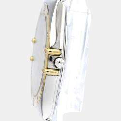 Pre Owned Omega Champagne 18K Yellow Gold And Stainless Steel Constellation 396.1070 Men's Wristwatch 33 mm