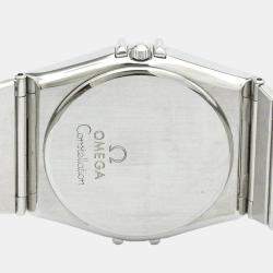 Omega Silver Stainless Steel Constellation 396.1070 Quartz Men's Wristwatch 35 mm
