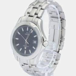 Omega Blue Stainless Steel Seamaster 2511.81 Quartz Men's Wristwatch 36 mm