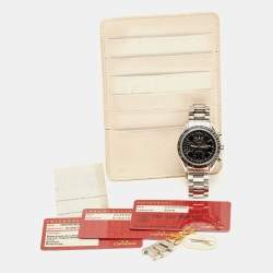 Omega Black Stainless Steel Speedmaster Date/Day-Date Chronograph 3220.50.00 Men's Wristwatch 40 mm