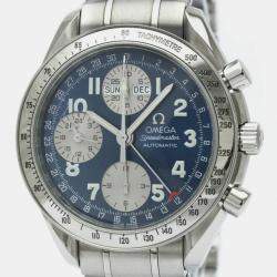Omega Blue Stainless Steel Speedmaster 3523.81 Automatic Men's Wristwatch 39 mm