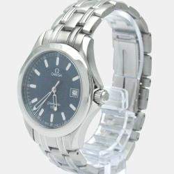 Pre Owned Omega Blue Stainless Steel Seamaster 2511.81 Quartz Men's Wristwatch 36 mm