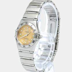 Omega Orange Stainless Steel Constellation Quartz Men's Wristwatch 22 mm