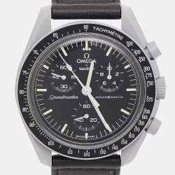 Omega X Swatch Black Grey Bioceramic Velcro Mission To The Moon MoonSwatch S033M100 Men's Wristwatch 42 mm