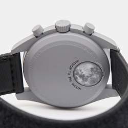 Omega X Swatch Black Grey Bioceramic Velcro Mission To The Moon MoonSwatch S033M100 Men's Wristwatch 42 mm