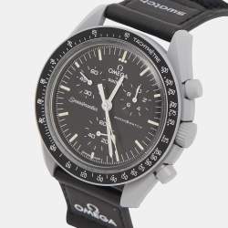 Omega X Swatch Black Grey Bioceramic Velcro Mission To The Moon MoonSwatch S033M100 Men's Wristwatch 42 mm