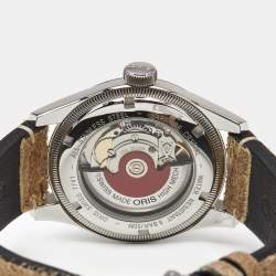 Pre Owned Oris Big Crown Pointer Date 01 754 7741 4068 Red Dial Stainless Steel Leather Men's Wristwatch 40 mm