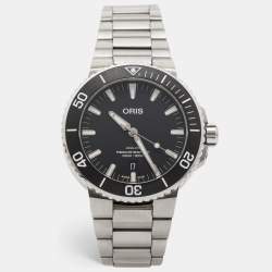 Oris Black Ceramic Stainless Steel Aquis Date 01 733 7730 4124 Men's Wristwatch 43.50 mm