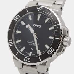 Oris Black Ceramic Stainless Steel Aquis Date 01 733 7730 4124 Men's Wristwatch 43.50 mm