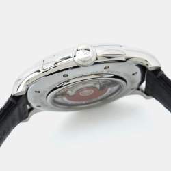 Oris Silver Stainless Steel Leather Artelier 7596 Pointer Day 2007 Men's Wristwatch 45 mm