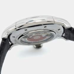 Oris Silver Stainless Steel Leather Artelier 7596 Pointer Day 2007 Men's Wristwatch 45 mm