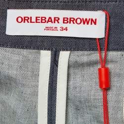 Pre Owned Orlebar Brown Navy Blue Cotton & Linen Shorts L
