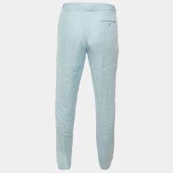 Pre Owned Orlebar Brown Ice Blue Linen Griffon Trousers L 