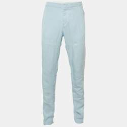 Pre Owned Orlebar Brown Ice Blue Linen Griffon Trousers L 