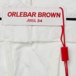 مملوكة مسبقًا Orlebar Brown White Linen Norwich Shorts L