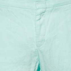 Pre Owned Orlebar Brown Turquoise Blue Linen Griffon Trousers L/Waist 34"
