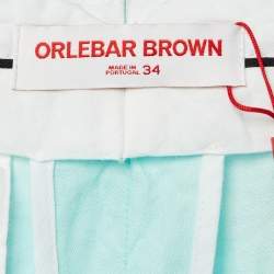 Pre Owned Orlebar Brown Turquoise Blue Linen Griffon Trousers L/Waist 34"