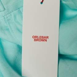 Pre Owned Orlebar Brown Turquoise Blue Linen Griffon Trousers L/Waist 34"