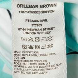 Pre Owned Orlebar Brown Turquoise Blue Linen Griffon Trousers L/Waist 34"