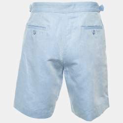 مملوكة مسبقًا Orlebar Blue Cotton & Linen Harrop Shorts M/L Waist 35"