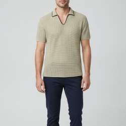 Pre Owned Orlebar Brown Light Herbal Green Crochet Knit Batten Stitch Polo Shirt L