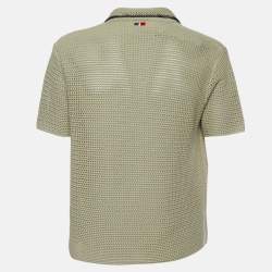 مملوكة مسبقًا Orlebar Brown Light Herbal Green Crochet Knit Batten Stitch Polo Shirt L