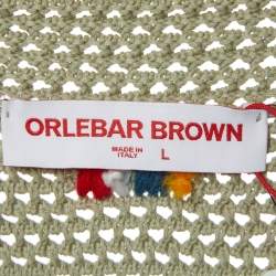 مملوكة مسبقًا Orlebar Brown Light Herbal Green Crochet Knit Batten Stitch Polo Shirt L