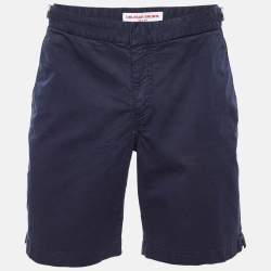 Pre Owned Orlebar Brown Navy Blue Cotton Dane II Swim Shorts L/Waist 35"