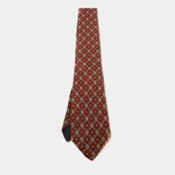 Pre Owned Oscar de la Renta Vintage Multicolor Printed Silk Tie