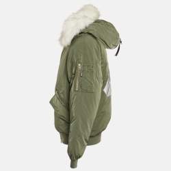 Palace Green Nylon Detachable Fur Hooded Bomber Jacket M