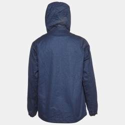 Pre Owned Palace Navy Blue Textured Chambray Hooded Pigment Jacket M