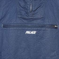 Pre Owned Palace Navy Blue Textured Chambray Hooded Pigment Jacket M