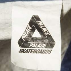 Pre Owned Palace Navy Blue Textured Chambray Hooded Pigment Jacket M