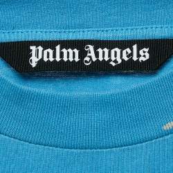 Pre Owned Palm Angels Light Blue Splatter Print Cotton T-Shirt S