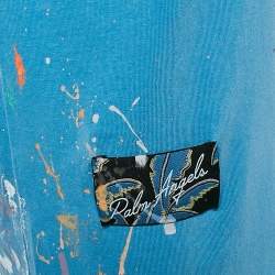 Pre Owned Palm Angels Light Blue Splatter Print Cotton T-Shirt S