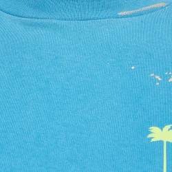 Pre Owned Palm Angels Light Blue Splatter Print Cotton T-Shirt S
