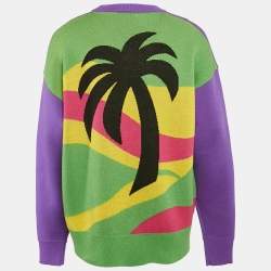 Palm Angels Purple/Green Palm Intarsia Wool Sweater M
