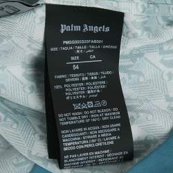 Pre Owned Palm Angels Green PA Diamond Print Satin Short Sleeves Shirt XXL