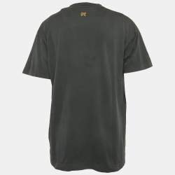 Pre Owned Palm Angels Black Buring Monogram Print Jersey T-Shirt S