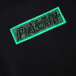 Pre Owned Palm Angels Black Cotton Metal Logo & Zip Detail Sweatshirt M