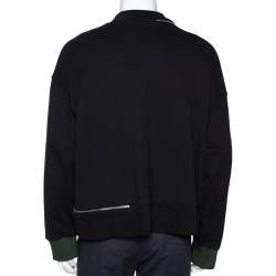 Pre Owned Palm Angels Black Cotton Metal Logo & Zip Detail Sweatshirt M
